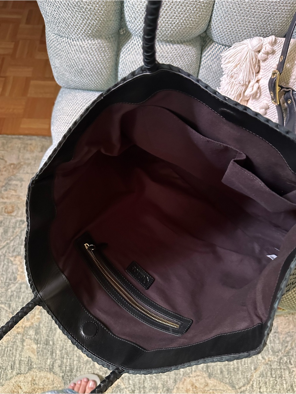 Quince Black Woven Leather Tote - Picture 3 of 3